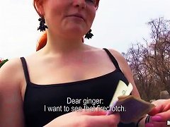 Cute Redhead Babe Enjoying Giving Her Dude A Superb Blowjob Outdoor
